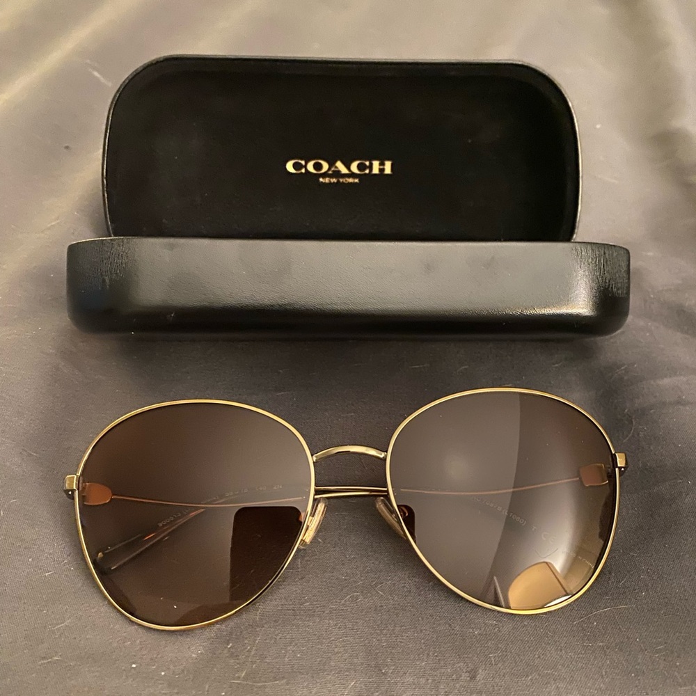 Coach Brown and Gold Aviator Sunglasses